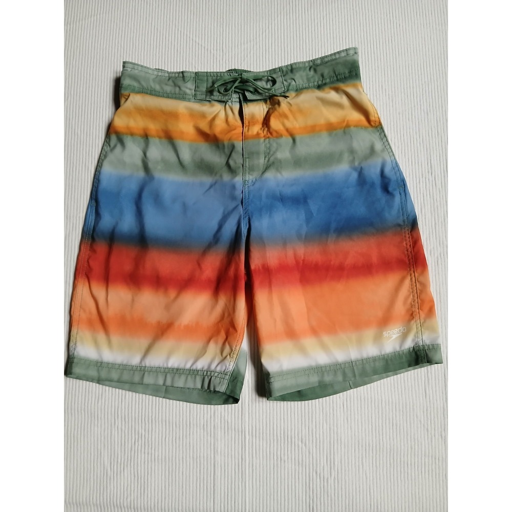 Speedo Mens Swim Trunks Ombre Striped Board Shorts Size Medium  NWOT